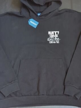NWT Market Studios "Hurt? Call My Lawyer" Hoodie Black/White XL